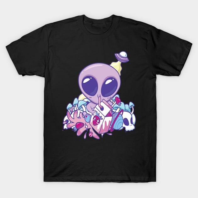 Celestial Aesthetic Kawaii Alien Strawberry Milk Pastel Goth Gift T-Shirt by Alex21